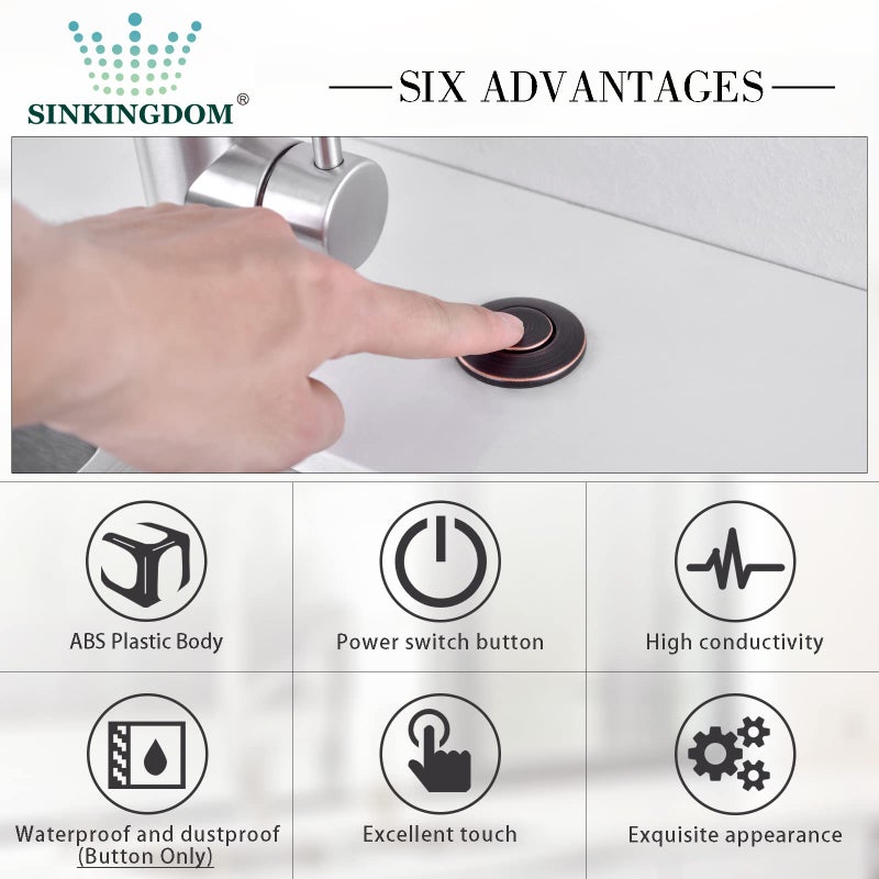 SINKINGDOM Garbage Disposal Air Switch Kit with with Long Button, Oil Rubbed Bronze (Brass Cover) - Image 5
